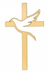 shumee Okras za torto KRIŽ z GOLOBOM, zlati akril, 12 cm, Sveto obhajilo