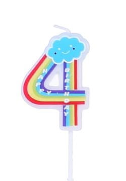 shumee Mavrična rojstnodnevna sveča številka "4"