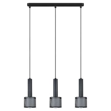 shumee Industrijska viseča svetilka, črn trak, 50 cm, azurni senčniki, za jedilnico, nad mizo, 3xE27 15W, AMO Light Prestige