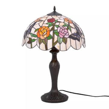 shumee Velika vitražna namizna svetilka Tiffany z rožami ROSE K-G16835 Kaja
