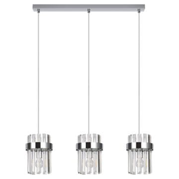 shumee Moderna kromirana viseča svetilka, 60 cm trak, dekorativni stekleni senčniki, 3xE14 10W, VETRO Light Prestige