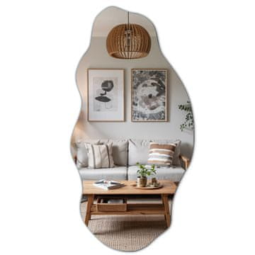 shumee Moderno nepravilno organsko asimetrično ogledalo za kopalnico, dnevno sobo, elegantno in stilsko