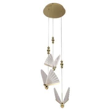 Viseča svetilka MARIPOSA Light Prestige LP-1715/3P zlata z LED-lučmi in glamuroznimi metulji