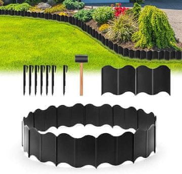 shumee Robovi za trato Plastična vrtna ograja 160 kosov Črna 16x13,5x0,5 cm