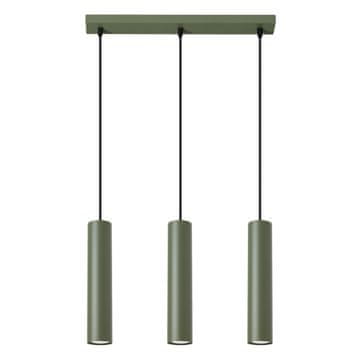 SOLLUX lighting Moderna viseča svetilka, olivno zelen trak, tri cevi, 30 cm, za jedilnico, kuhinjo, nad otokom, 3xGU10 10W LAGOS Sollux Lighting