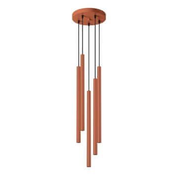 SOLLUX lighting Moderna okrno rdeča okrogla viseča svetilka Ø25cm s petimi cevmi 50cm za dnevno sobo nad mizo 5xG9 8W PASTELO Sollux Lighting