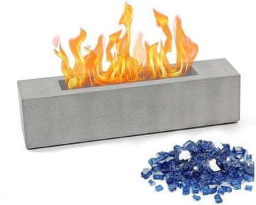 shumee Pravokotni prenosni namizni kamin 38 x 8,5 cm svetlo siv