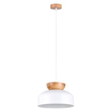 SOLLUX lighting Bela viseča svetilka z lesenimi elementi MARION 1xE27 15W SL.1350 Sollux Lighting