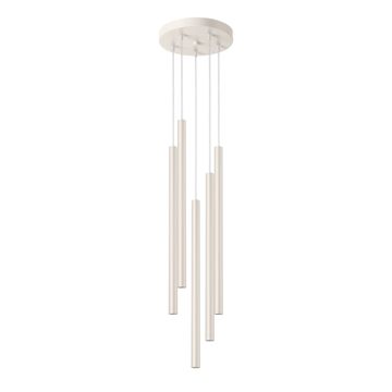 SOLLUX lighting Moderna bež okrogla viseča svetilka Ø25cm s petimi cevmi 50cm za dnevno sobo nad mizo 5xG9 8W PASTELO Sollux Lighting