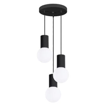 SOLLUX lighting Moderna okrogla trojna viseča svetilka, črni utori, steklene bele krogle za dnevno sobo, jedilnico, nad mizo, 3xG9 8W, HALO Sollux Lighting