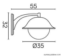 shumee Spodnja zunanja stenska svetilka premera 35 cm 1xE27 črna IP43 SU-MA Prince K 3012/1/O-BD