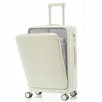 shumee KOVČEK za potovanje v kabini, BELA, ABS, odporen, 38L, polnjenje z USB-jem