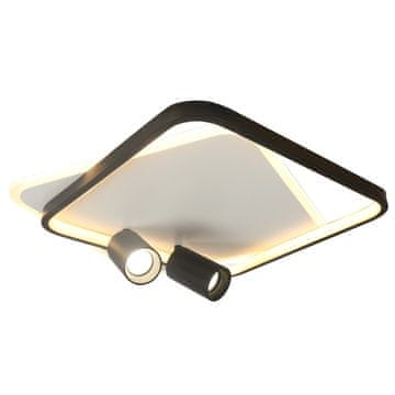 shumee Moderna dekorativna črno-bela kvadratna stropna svetilka, LED s spremenljivo barvo 36W + 2xGU10 15W premična reflektorja PARMA Light Prestige