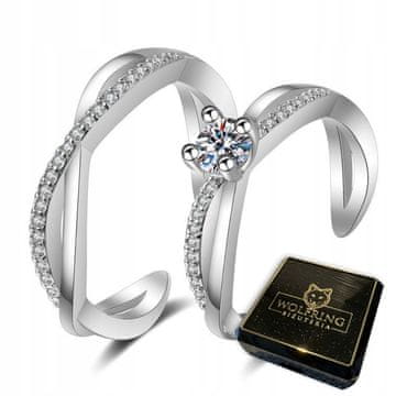 shumee Srebrni POROČNI PRSTANI JEKLO PAR Nastavljiva velikost UNI