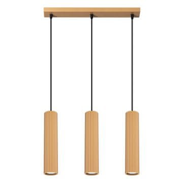 SOLLUX lighting Moderna viseča svetilka z zlatim trakom, tri valovite cevi za kuhinjo nad otokom, 3xGU10 10W KARBON Sollux Lighting