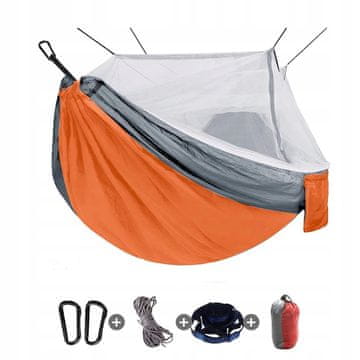 shumee Viseča mreža za kampiranje 250 kg VRTNA z mrežo proti komarjem, dvojna, 260 x 140 cm, odporna