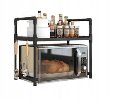 shumee KUHINJSKA POLICA za mikrovalovno pečico ORGANIZATORSKA OMARICA ČRNE barve 2 nivoja 48 cm POLICA