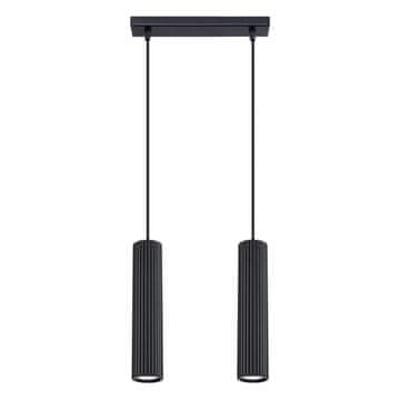 SOLLUX lighting Moderna črna viseča svetilka z dvema valovitima cevema za kuhinjski otok 2xGU10 10W KARBON Sollux Lighting