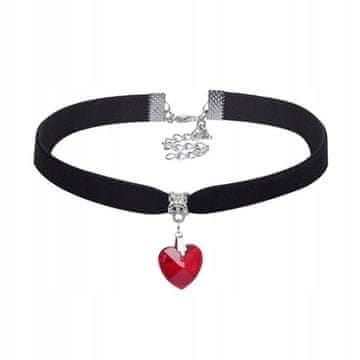 shumee KLASIČNA OGRLICA CHOKER S KRISTALNIM OBESKOM V OBLIKI SRCA V GOTSKO RDEČI BOJI