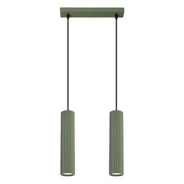 SOLLUX lighting Moderna viseča svetilka, olivno zelen trak, dve valoviti cevi za kuhinjo nad otokom, 2xGU10 10W KARBON Sollux Lighting