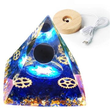 shumee Piramidasti ORGONIT + LED PODSTAVEK ZA SVETILKO 5 cm KRISTALNI KAMNI AMULET 5 cm VX10