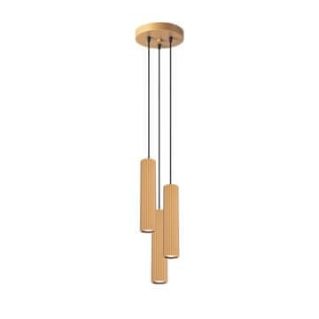 SOLLUX lighting Moderna okrogla viseča svetilka zlate barve Ø20cm s tremi valovitimi cevmi za dnevno sobo ali kuhinjo nad otokom 3xGU10 10W KARBON Sollux Lighting