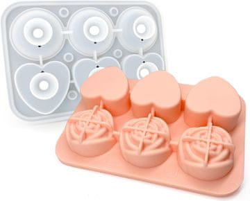 shumee Silikonske posodice za led z vrtnicami in srčki s pokrovi za viski koktajle