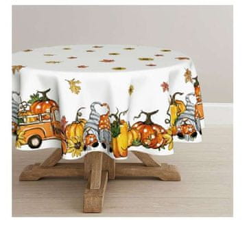 shumee Okrogel prt z jesenskim motivom, bučami in listjem, 140 cm, odporen proti madežem