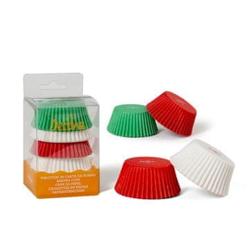shumee Papirnati modelčki za kolačke BELI RDEČI ZELENI 50x32 mm DECORA 75 kosov