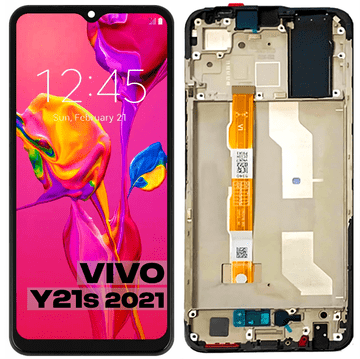 shumee Originalni LCD zaslon + zaslon na dotik za VIVO Y21s 2021 (obnovljen) z okvirjem, črne barve