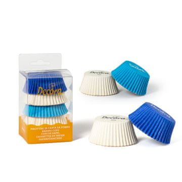 Decora Papirnati modelčki za kolačke BELO MODRI 50x32 mm 75 kosov