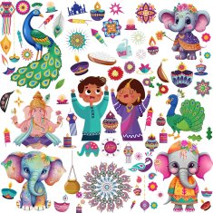 shumee Dekorativne nalepke za okna za festival Diwali, 9 listov, 20 x 30 cm