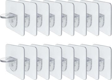 shumee Nosilci za police Samolepilni kavlji 7x7 cm Komplet 16 kosov do 6 kg