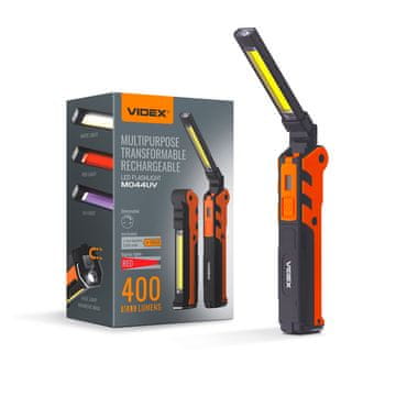 VIDEX Večnamenska svetilka za delavnico 5W + COB 10W baterija za 39 ur, doseg 400 lm, 60 m IPX2 VLF-M044UV Videx