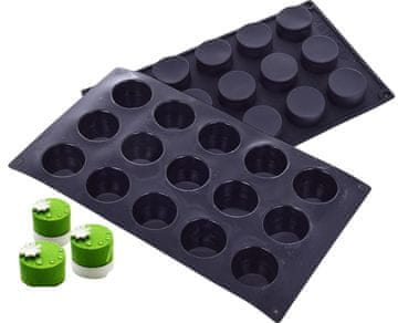 Silikonski model za eno porcijo CILINDR 40xv20mm 15 vdolbin za sladice in pene