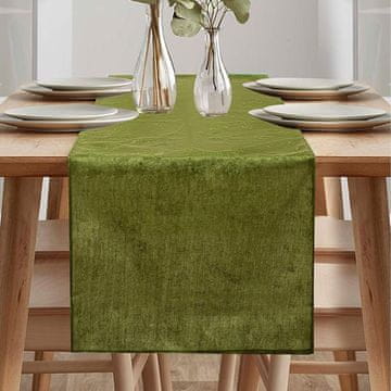shumee Dekorativni žametni prt za mizo 40x140 cm zelene barve