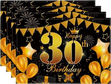 shumee Podstavki za mizo Serviete za prt pod krožnik 30. rojstni dan 45x30cm komplet 4 kosov