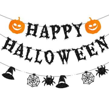 shumee Viseča girlanda za noč čarovnic, okrasek za noč čarovnic, napis Srečen noč čarovnic