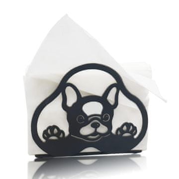 shumee Stojalo za prtičke, kovinsko stojalo za prtičke z motivom psa, mat črno, 10x12 cm