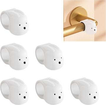 shumee Odbijači za kljuke vrat, silikonski, beli, v obliki medvedka, 6 kosov
