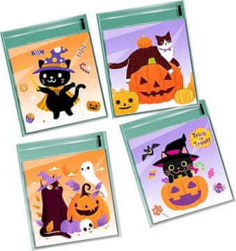 shumee Celofanske vrečke za piškote, motiv halloween mačk, 100 kosov