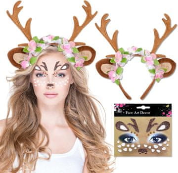 shumee Naglavni trak za lase, nalepke za obraz, tetovaža severnih jelenov