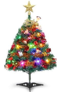 shumee Umetno božično drevo, mini, dekorativno, zeleno, z verigo lučk in zvezdo, 60 cm