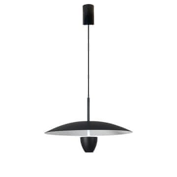 shumee Viseča svetilka Loft, črna ravna kupola, Ø30 cm, LED s spremenljivo barvo, 8 W, UFO Light Prestige