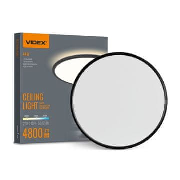 VIDEX Moderna stropna svetilka z dekorativno osvetlitvijo ozadja, črna, okrogla, Ø50cm, spremenljiva barva, LED, 44W, IP54, Videx