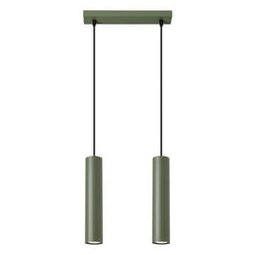 SOLLUX lighting Moderna viseča svetilka, olivno zelen trak, dve cevi 30 cm za jedilnico, kuhinjo, nad otokom, 2xGU10 10W LAGOS Sollux Lighting