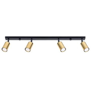 SOLLUX lighting Črna podolgovata stropna svetilka s štirimi zlatimi senčniki 4xGU10 10W WINX SL.1387 Sollux Lighting