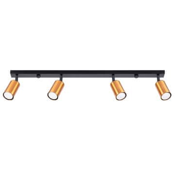 SOLLUX lighting Črna podolgovata stropna svetilka, štirikratna, bakreni senčniki, 4xGU10 10W WINX SL.1379 Sollux Lighting