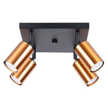 SOLLUX lighting Črna kvadratna stropna svetilka, štiridelna, bakreni senčniki, 4xGU10 10W WINX SL.1378 Sollux Lighting
