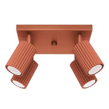 SOLLUX lighting Moderna okra rdeča kvadratna stropna svetilka 25 cm premični rebrasti reflektorji za dnevno sobo in kuhinjo 4xGU10 10W KARBON Sollux Lighting